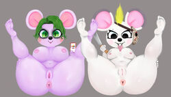 2021 2girls 5_fingers 5_toes absurd_res animal_crossing anthro anus ass bella_(animal_crossing) big_anus big_breasts big_butt bite blonde_hair blush breasts bree_(animal_crossing) card clothing costume duo feet female female_focus female_only fingers fur furry furry_only genitals green_hair hair halloween halloween_costume hi_res holding_knife holding_object holidays knife looking_at_viewer mammal mask mohawk murid murine nebssik nintendo pink_anus pink_body pink_fur pink_pussy presenting presenting_anus presenting_pussy pussy raised_leg rat rodent shortstack small_breasts thick_thighs toes tongue tongue_bite tongue_out video_games wide_hips wide_thighs