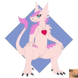 1:1 anthro darknsfwindie female genitals heart hi_res jewelry looking_at_viewer necklace power_stance pussy sergal solo