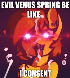 bodily_fluids cum cum_on_face english_text female feral genital_fluids hasbro marsminer meme my_little_pony solo text venus_spring