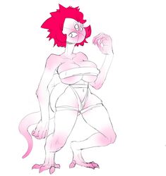 3_eyes alien alien_girl big_breasts monster_girl multi_eye oc original_character pink pink_hair rawhell tall_girl taller_female white_skin