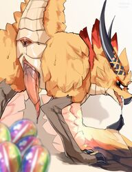 absurd_res anal_juice anus avian bird bodily_fluids cloacal_penis cygames dragalia_lost dragon feral genitals hi_res jupiter_(dragalia_lost) looking_back male nintendo penis presenting presenting_penis saliva scalie solo stercore_murum sweat video_games