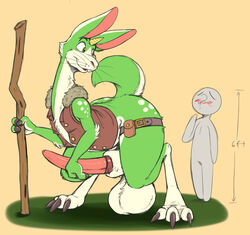 absurd_res anthro ass balls belt big_balls big_butt big_penis blush bottomless bottomless_male clothed clothing duo emenius equid equine faceless_character faceless_male genitals hi_res horn humanoid hybrid jackspring kangaroo lagomorph leporid long_penis macropod male mammal marsupial penis rabbit stick tapering_penis topwear unicorn vest