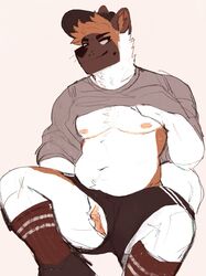 2019 akita american_akita anthro baseball_cap belly biped black_bottomwear black_clothing black_eyebrows black_nose black_shorts bottomwear bottomwear_aside brown_body brown_clothing brown_ears brown_face brown_footwear brown_fur brown_hair brown_shirt brown_shoes brown_socks brown_topwear canid canine canis chubby clitoris clothed clothing clothing_aside cuntboy cuntboy_only desertmotels digital_media_(artwork) domestic_dog eyebrows footwear fur genitals hair hat headgear headwear hi_res intersex kai_(desertmotels) looking_aside mammal markings mastectomy_scar mole_(marking) multicolored_face neck_tuft nipples pink_nipples pink_pussy portrait pussy raised_clothing raised_shirt raised_topwear scar shirt shoes shorts shorts_aside simple_background smile socks solo spitz tan_background three-quarter_portrait topwear tuft two_tone_face underwear underwear_aside whiskers white_body white_fur white_tail