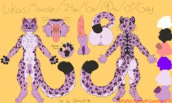 5:3 absurd_res animal_genitalia animal_penis anthro balls domestic_cat felid feline feline_penis felis genitals hi_res leopard leopard_spots lukas_mazdin_(raevi10) male male/male mammal model_sheet mouth_shot open_mouth pantherine penis raevi10 reference_image snow_leopard solo spots text url