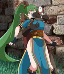 1girls appei_(555) bare_legs breast_grab breasts captured chloroform femsub fingerless_gloves fire_emblem fire_emblem:_the_blazing_blade gloves green_hair groping large_breasts long_hair lyn_(fire_emblem) lyndis_(fire_emblem) maledom nintendo pelvic_curtain ponytail unconscious very_long_hair