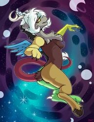 2021 absurd_res alternate_version_at_source areola ass breasts chimera discord_(mlp) draconequus female friendship_is_magic genitals hasbro hi_res hooves moon mtf_crossgender my_little_pony nipples pussy red_eyes rule_63 skoon space star straight_hair yellow_sclera