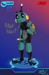 amphibian anthro botworld_adventure digital_media_(artwork) erection frog froggy_(botworld_adventure) genitals hi_res looking_at_viewer machine male no_humans penis robot salted_whale simple_background solo video_games