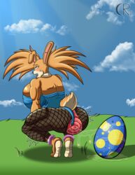 absurd_res ahe_gao anthro ass cloud corneliousrr crouching egg egg_laying feet female hi_res hyper lagomorph leporid looking_pleasured mammal outside presenting prolapse rabbit shocked straining vivian_lopp