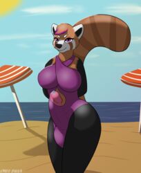 1futa ailurid anthro ball_bulge balls balls_in_panties balls_under_clothes beach big_balls bodily_fluids breasts bulge cameltail cleavage clothing dripping enroshiva erection erection_in_panties erection_under_clothes furry futa_only futanari genital_fluids genitals hi_res huge_balls hyper hyper_penis intersex mammal outside panties panty_bulge penis penis_bulge penis_in_panties penis_out penis_under_clothes precum precum_drip precum_string public red_panda seaside solo swimwear wide_hips