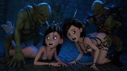 2girls 3d ass bondage breasts captured cum cum_in_ass cum_in_pussy daz_studio disney female goblin goblin_male helen_parr implied_rape male masterkabal multiple_boys multiple_girls naked nipples nude penis pixar questionable_consent rape smooth_skin the_incredibles violet_parr