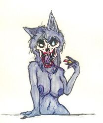 anthro bone breasts canid canine canis claws female humanoid lipstick makeup mal0 malo mammal marsh_(marshthemalo) scp-1471 scp-1471-a scp_foundation skull skull_head solo traditional_media_(artwork) victordantes wolf