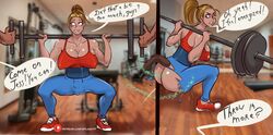 absurd_res ass breasts clothing comic dialogue english_text equid equine exercise expansion female hi_res horse human mammal patreon solo species_transformation splashtf text torn_clothing transformation url weightlifting workout