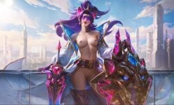 1girls ai_generated anima_squad_series armor armored_female battle_lion_leona_prestige_edition edit league_of_legends leona_(league_of_legends) nude_female official_art official_artwork_edit prestige_skin