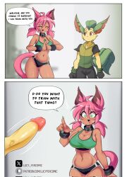 big_breasts big_penis breasts cleavage eeveelution female huge_breasts huge_cock kaito_(inarifox) leafeon lucyfercomic nikki_(lucyfercomic) penis pokemon pokemon_(species) thick_thighs wide_hips