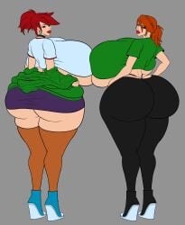 2girls ass ass_bigger_than_head big_ass big_breasts big_butt bimbo bimbofication breast_frottage breasts breasts_bigger_than_head crossover foster's_home_for_imaginary_friends frankie_foster high_heel_sneakers high_heels multiple_girls red_head the_fairly_oddparents vicky_(fairly_odd_parents) voice_actor_connection wedge_heels