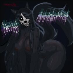 anthro anthro_only big_ass big_breasts blush blushing_at_viewer cartoonwizzard english_text furry_female heat_(temperature) long_hair mal0 malo nightmare_waifu scp-1471 scp-1471-a scp_foundation skull_head wide_hips