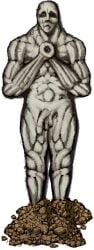 1boy alll-mer ascended_god_(fear_and_hunger) asleep body_deformation closed_eyes fear_and_hunger game_sprite god hands_on_chest lying male male_only muscular muscular_male naked naked_male nude nude_male pale_skin penis transparent_background