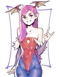 capcom darkstalkers demon demon_girl demon_wings effyneprin flat_chest flat_chested leotard lilith_aensland lithe sineprin succubus succubus_wings tomboy