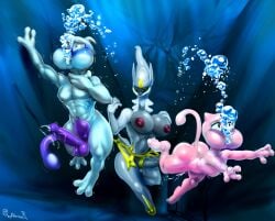 air_bubble anthro aquaphilia arceus asphyxiation ass balls bodily_fluids breasts bubble byondrage cyanosis drowning erection female generation_1_pokemon generation_4_pokemon genital_fluids genitals group gynomorph hi_res intersex legendary_pokemon long_story male mew_(pokemon) mewtwo muscular muscular_male nintendo nipples nude penis peril pokemon pokemon_(species) precum puffed_cheeks questionable_consent story story_in_description struggling swimming trio underwater water