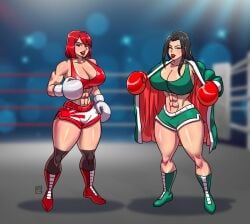 2girls abs ass big_ass big_breasts big_thighs boxing boxing_gloves boxing_ring breasts bust busty chest curvaceous curvy curvy_figure digital_media_(artwork) female female_focus fighting_ring gabocaricaturas gloves hips hourglass_figure huge_ass huge_breasts huge_thighs large_ass large_breasts large_thighs legs light-skinned_female light_skin lipstick mature mature_female multiple_girls muscular original original_character original_characters red_boxing_gloves red_gloves red_lipstick slim_waist thick thick_hips thick_legs thick_thighs thighs voluptuous voluptuous_female waist white_boxing_gloves white_gloves wide_ass wide_hips wide_thighs