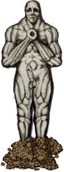 1boy alll-mer ascended_god_(fear_and_hunger) asleep body_deformation closed_eyes erect_penis erection fear_and_hunger game_sprite god hands_on_chest lying male male_only muscular muscular_male naked naked_male nude nude_male pale_skin penis transparent_background