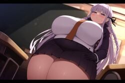 1girls ai_generated chubby danganronpa danganronpa:_trigger_happy_havoc hand_on_hip huge_breasts kirigiri_kyouko novelai solo solo_female thick_thighs wide_hips