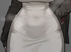 big_breasts binah dongtan_dress faceless_character grey_dress library_of_ruina lobotomy_corporation project_moon tight_clothing wide_hips 종량제쓰레기는월요일