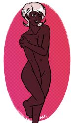 1girls black black_skin blonde_hair blonde_hair blonde_hair_female color colored covering covering_breasts covering_crotch curly_hair curly_hair_female dark_skin dark_skinned_female female female female_focus female_only freckles homestuck looking_at_viewer naughtyvixens nude nude_female roxy_lalonde short_hair short_hair_female solo solo_female