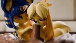 1boy 2girls 3d 3d_model animal_crossing animated ankha ankha_(animal_crossing) ankha_(zy0n7) anthro anthro_focus anthro_penetrated assisted_fellatio athletic_female balls blush canine doubutsu_no_mori feline fellatio female female_on_human human human_on_anthro human_penetrating isabelle_(animal_crossing) light-skinned_male male male/female male_on_anthro moaning_only nairu_(doubutsu_no_mori) nintendo oral penis pov sashacakes sound sound_effects tagme video zy0n7