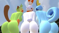 3d anthro dnrud12 grookey nintendo pokémon_(species) pokemon pokemon_(species) scorbunny sobble