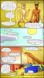 4:7 absurd_res amusement_park anthro casual_nudity chapter_3 cheetah comic confusedraven dialogue duo english_text equid equine felid feline friends genitals hi_res horse male mammal nude page_12 penis text