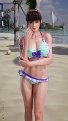 1girls 3d athletic athletic_female beach bikini blue_eyes brown_hair busty darts77 dead_or_alive dead_or_alive_xtreme_beach_volleyball female female_focus female_only hitomi_(doa) hourglass_figure human large_breasts light-skinned_female light_skin long_hair long_legs outdoors outside pinup pinup_pose pose sand solo straight_hair swimsuit tagme thighs water wide_hips