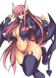 big_breasts breasts cleavage disgaea huge_breasts large_breasts nippon_ichi_software succubus succubus_(disgaea) succubus_costume succubus_horns succubus_tail succubus_wings thick_thighs thighs umino_mokuzu_(a4_size)