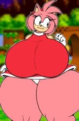 1female 1girls amy_rose anthro anthro_female ass_bigger_than_head big_thighs breasts clothed clothed_female colacoot dumptruck_ass female female_focus female_only furry furry_female green_eyes hourglass_figure huge_breasts huge_thighs hyper_ass hyper_breasts looking_away mobian pink_fur pink_hair revealing_clothes short_hair sideass sonic_(series) sonic_the_hedgehog_(series) thick_thighs thighs underass