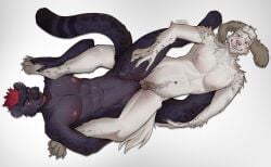 anthro anthro_on_anthro bite biting_lip biting_own_lip blush brown_body brown_fur canid canine canis claws cuntboy cuntboy/cuntboy domestic_dog duo ear_piercing ear_ring felid finger_claws freakdan1el fur genitals hairy_vulva hi_res intersex intersex/intersex jaguar lying mammal markings muscular muscular_anthro muscular_cuntboy muscular_intersex navel navel_piercing nipples nude_anthro nude_cuntboy on_back pantherine piercing pubes pussy ring_piercing self_bite sex simple_background spots spotted_body spotted_fur toe_claws tribadism vaginal_penetration vulva white_background white_body white_fur