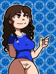 big_ass big_breasts br brasil brazil brazilian brown_hair cruzeiro f0dag4mes284 football football_uniform light-skinned_female naughty_face nipple_bulge orange_eyes round_ass soccer soccer_uniform thick_thighs uniform