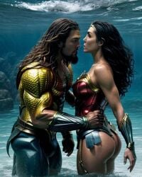 1boy1girl ai_failure ai_generated ai_hands aquaman aquaman_(series) arthur_curry ass big_ass big_breasts dc dc_comics human human_only light-skinned_female light_skin male/female nude_female superhero superheroine voluptuous voluptuous_female wide_hips wonder_woman wonder_woman_(series)