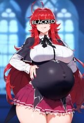 1girls ai_generated artstyle_imitation blacked blue_eyes breasts censored_eyes female floox hi_res high_resolution high_school_dxd hips huge_breasts light-skinned_female light_skin long_hair massive_breasts naughty_face nipples pregnant red_hair rias_gremory stable_diffusion thiccwithaq_(ai_style) thick_thighs thighs uncensored wide_hips