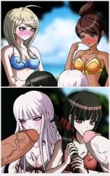 2futas 2girls akamatsu_kaede animal_ears asahina_aoi blush clothed clothing danganronpa danganronpa:_trigger_happy_havoc danganronpa_2:_goodbye_despair danganronpa_s:_ultimate_summer_camp dark-skinned_futanari dark_skin duo_focus fellatio female futa_on_female futanari harukawa_maki huge_cock kirigiri_kyouko light-skinned_female light-skinned_futanari light_skin mostly_nude oral pale-skinned_female pale-skinned_futanari penis self_upload sex sprite_edit swimsuit veiny_penis why-am-ihere