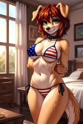 ai_generated american_flag_bikini canine dog_girl furry furry_female woolfy woolfy_thebitch