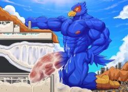 2025 after_sex ambiguous_gender anthro avian balls big_balls big_penis bird blue_body bodily_fluids body_worship city cum cum_inside destruction excessive_cum excessive_genital_fluids facility falco_lombardi flooding genital_fluids genitals group half-erect hi_res huge_balls huge_cock humanoid_genitalia humanoid_penis hyper hyper_balls hyper_genitalia hyper_penis internal kneeling machine macro male male/ambiguous male_focus male_penetrating milking_machine mountain muscular nintendo penetration penile penis penis_milking penis_milking_machine precum solo_focus star_fox tunnel wolfblack43