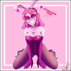 bodysuit breasts female female_only gloves high_heels looking_at_viewer miss_heed_(villainous) pink_hair pink_skin sbrpromaster96 solo tagme villainous