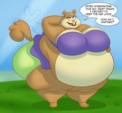 1girls anthro ass bedroom_eyes belly big_belly big_butt breasts buckteeth fat female hibernation_sandy huge_breasts hyper_ass looking_at_viewer morbidly_obese morbidly_obese_female nickelodeon obese obese_female overweight sandy_cheeks speech_bubble spon spongebob_squarepants thick_ass thick_thighs tubbytoon wide_hips