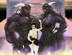 3_toes abs anthro ass balls big_balls big_breasts big_butt big_penis black_body black_hair black_nipples breasts canid canid_demon canine canis demon domestic_dog fangs feet female genitals ghostbusters gozer groping_breast groping_from_behind group hair hellhound holding_penis horn horned_humanoid humanoid humanoid_pointy_ears larger_anthro larger_female larger_male male male/female mammal muscular muscular_anthro muscular_female muscular_male nipples penis penis_grab pussy red_eyes short_hair short_tail size_difference smaller_female thebigbadwolf01 toes vein veiny_penis vinz_clortho zuul