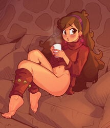 1girls bottomless braces brown_eyes brown_hair busty disney disney_channel female female_focus female_only gravity_falls hourglass_figure klimspree mabel_pines solo straight_hair turtleneck turtleneck_sweater wide_hips