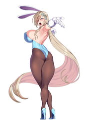 1girls 2021 :d absurdly_long_hair absurdres animal_ears armpits ass asuna_(blue_archive) asuna_(bunny)_(blue_archive) back bangs bare_shoulders black_legwear blonde_hair blue_archive blue_eyes blue_footwear blush breasts bunny_ears era_(erasion) fake_animal_ears female female_focus female_only full_body gloves hair_ribbon high_heels highres large_breasts long_hair looking_at_viewer open_mouth pantyhose playboy_bunny ribbon simple_background smh1069 smile solo solo_female teeth thick_thighs thighs very_high_heels very_long_hair white_background white_gloves