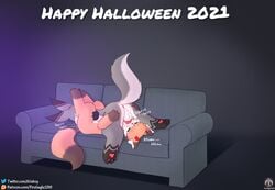 ! 2021 69_position ambiguous_gender anthro anus ass balls blush bodily_fluids butt_grab collar cum cum_in_mouth cum_inside cum_leaking devil_horns_(disambiguation) duo english_text female fluffy fluffy_tail food fur furniture furry furry_only genital_fluids genitals grey_body grey_fur halloween hand_on_butt hi_res holiday_message holidays inner_ear_fluff iradeon licking logo long_ears lying male male/ambiguous male/female naked nia_(senz) nude onomatopoeia open_mouth oral oral_penetration orange_body orange_fur patreon patreon_logo patreon_username pawpads penetration raised_tail sean_(senz) senz sex sofa sound_effects squirting tail text tongue tongue_out tuft twitter twitter_logo url yellow_collar