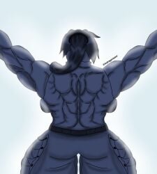 back_muscles big_breasts fanart female female_focus female_only indragonsaur marie_(tag-a-long) mime mime_girl muscle muscle_girl muscles muscular muscular_arms muscular_female muscular_thighs original original_art original_artwork