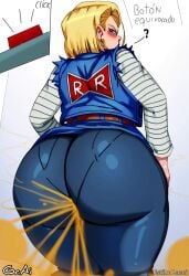 ai ai_generated android_18 ass ass_focus ass_up back_view big_ass big_breasts big_butt blonde_female blonde_hair blonde_hair_female blush dragon_ball dragon_ball_z embarrassed embarrassed_female fart fart_cloud fart_fetish farting female female_focus gcai ia lazei_ai lazei_style looking_at_viewer looking_back messy_hair shame spanish_dialogue spanish_text talking talking_to_viewer text text_bubble thick thick_ass thick_thighs