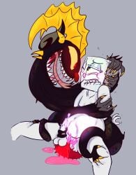 belly cum cumflated_belly cuphead cuphead:_the_delicious_last_course cuphead_(game) demon demonic genderless hypnosis king_dice male monster monster_cock the_devil_(cuphead)